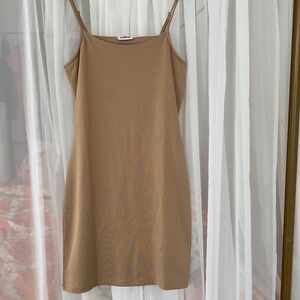 Seamless slinky beige cami dress